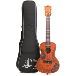 Kala Voyage Collection Unity Ukulele - Natural with Maori Design
