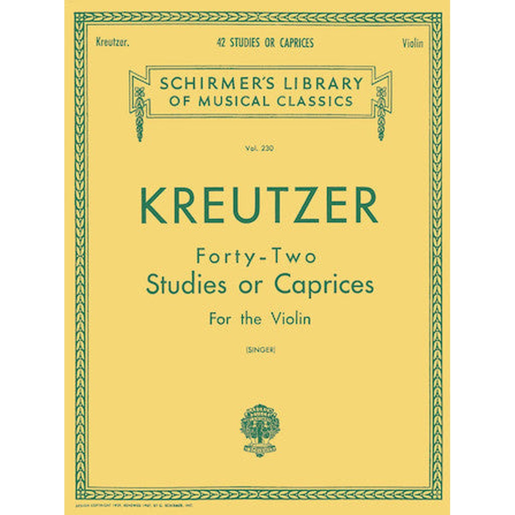 Kreutzer – 42 Studies or Caprices Schirmer Library of Musical Classics Vol. 230 For the Violin(SINGER)