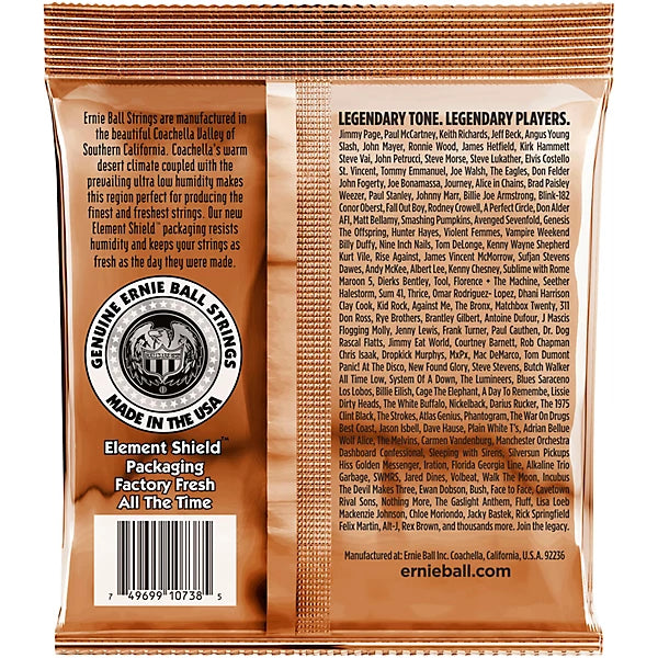 Ernie Ball 2152 Earthwood Phosphor Bronze Acoustic Guitar Strings - .010-.048 Custom Light 12-string