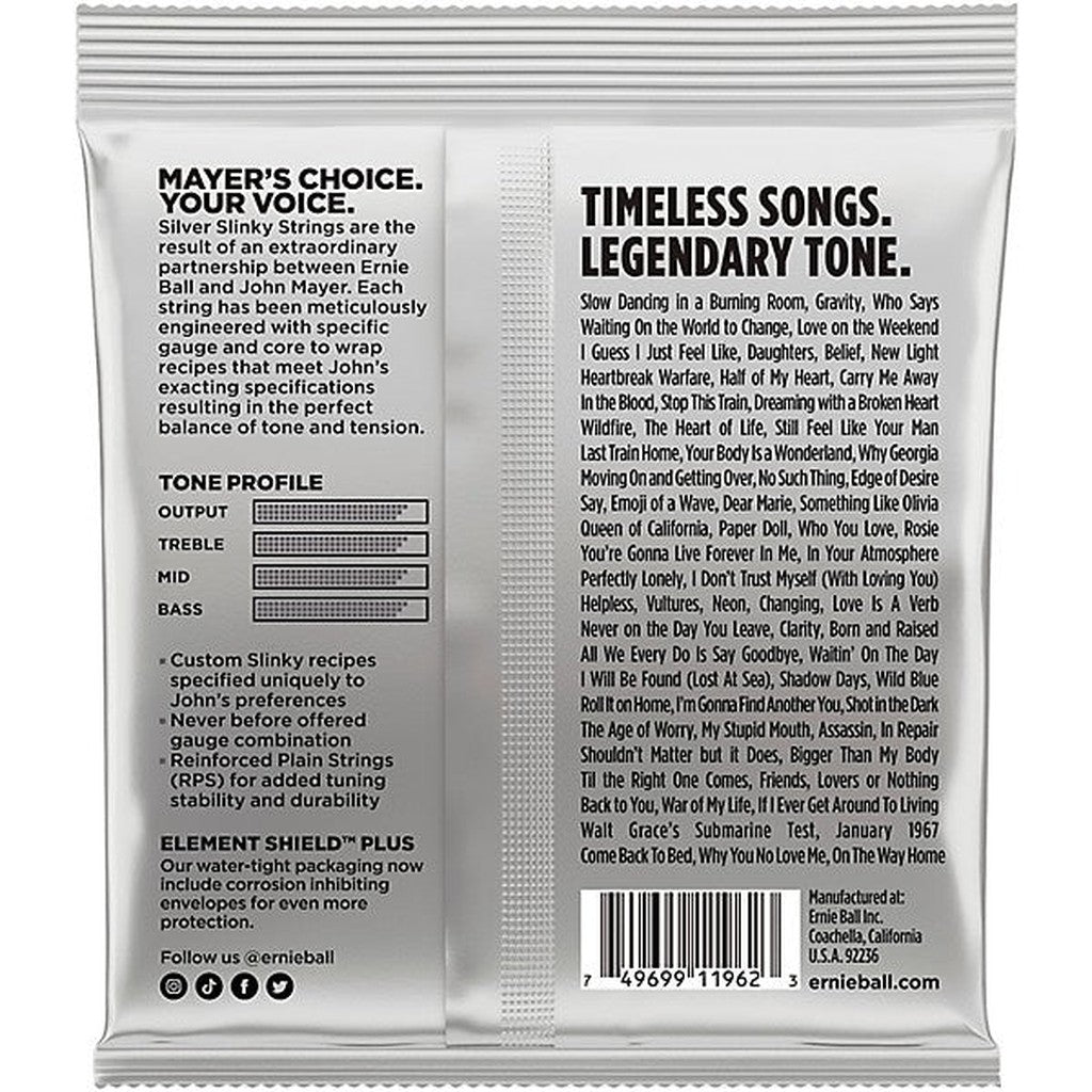 Ernie Ball John Mayer Signature Silver Slinky Electric Guitar Strings