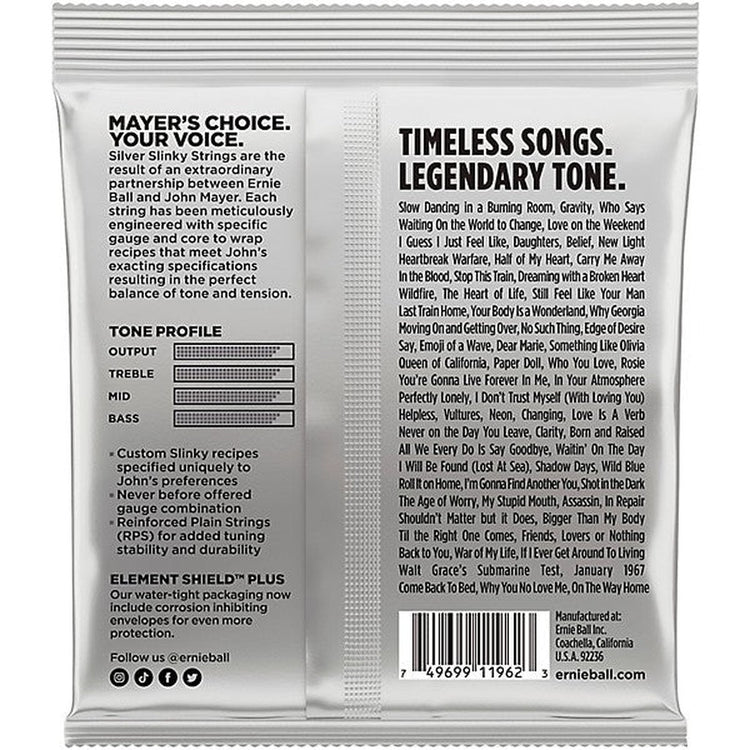 Ernie Ball John Mayer Signature Silver Slinky Electric Guitar Strings