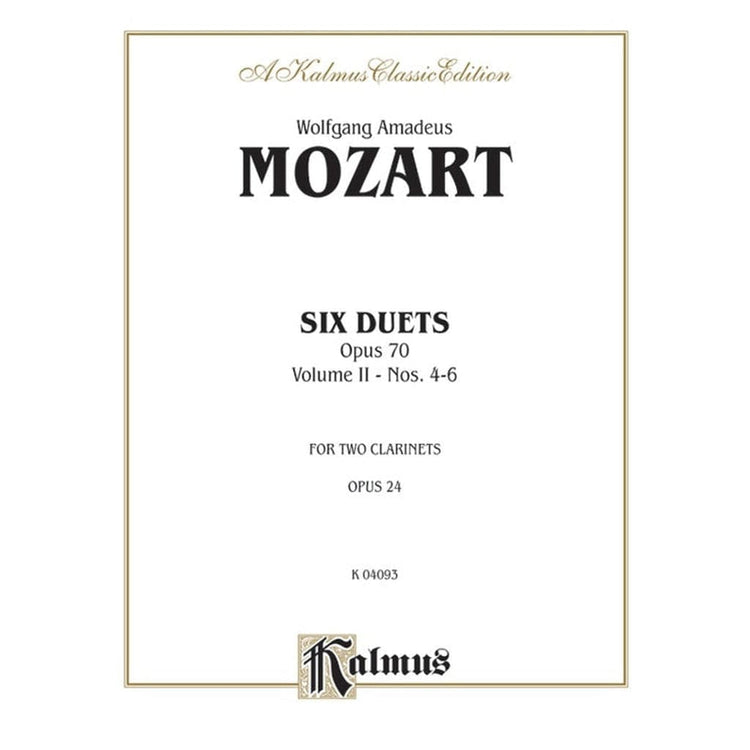 Six Duets, Volume II (Nos. 4-6) By Wolfgang Amadeus Mozart Clarinet Book