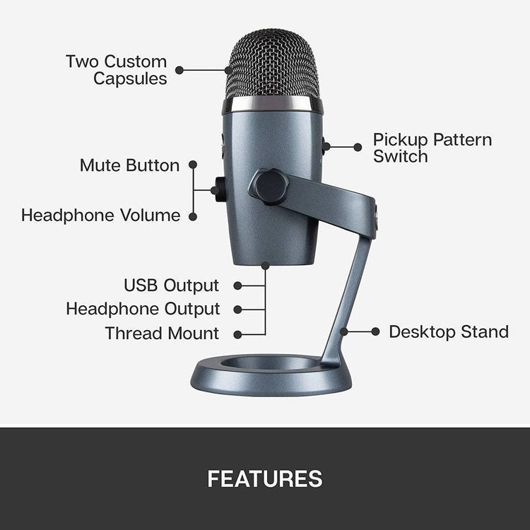 Blue Microphones Yeti Nano USB Condenser Microphone with 4 Polar Patterns
