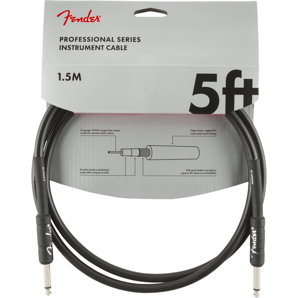 Fender Professional Series Straight to Straight Instrument Cable - 5 foot