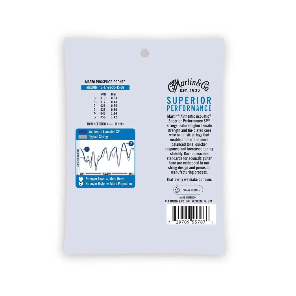 Martin Authentic Acoustic Superior Performance Phosphor Bronze Guitar Strings