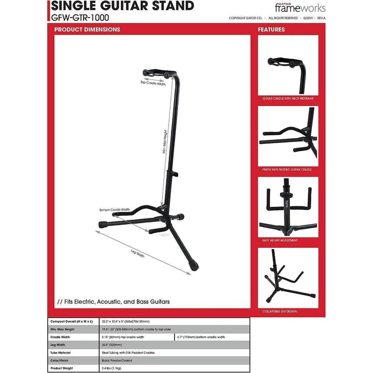 Gator Frameworks GFW-GTR-1000 Single Guitar Stand