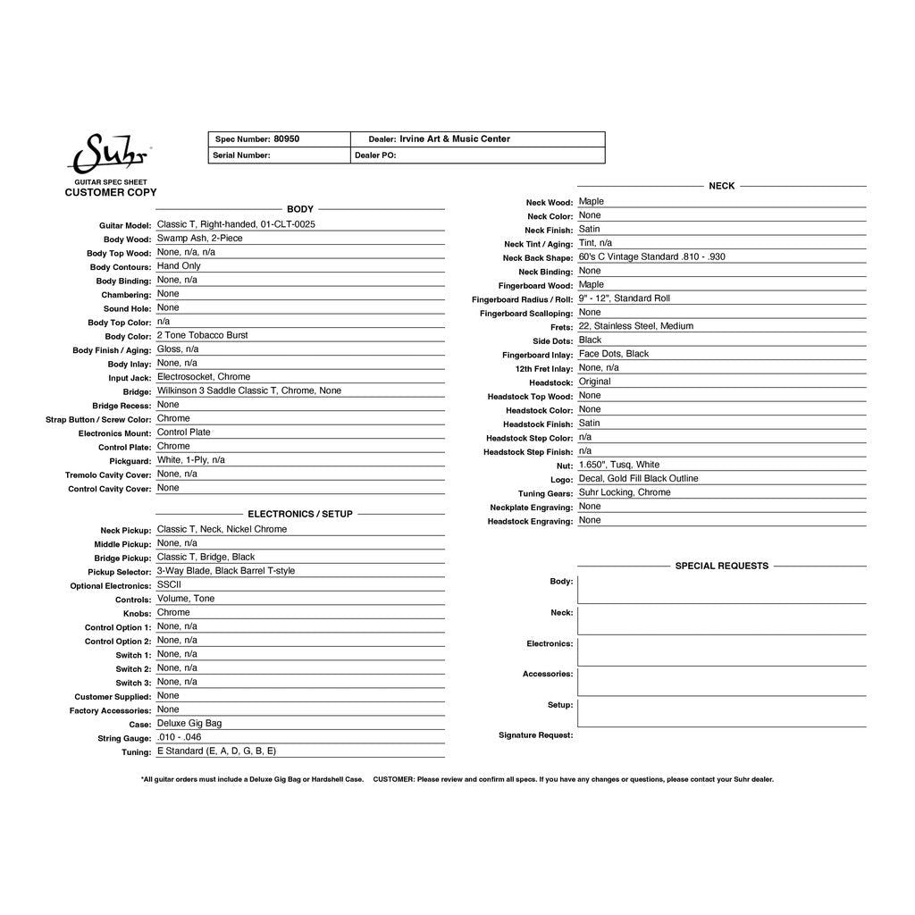 Suhr Classic T Electric Guitar