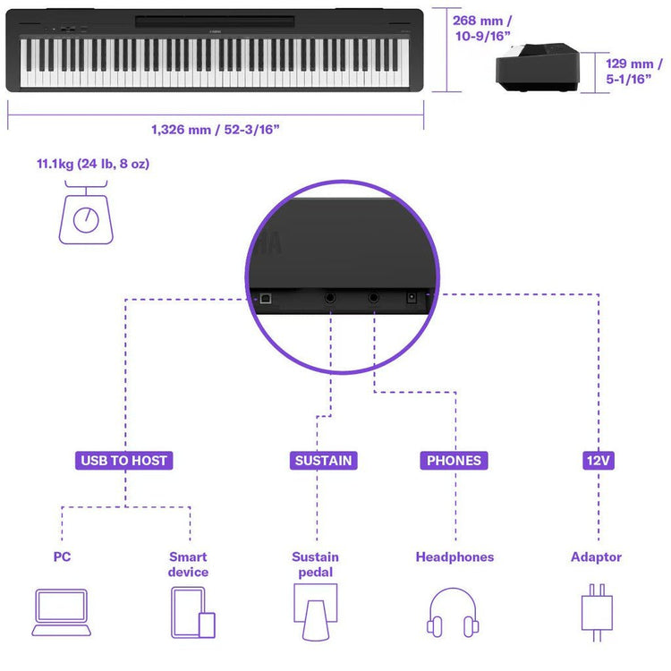 Yamaha P-143 88-key Digital Piano - Black