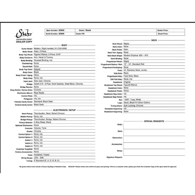 Suhr Modern Custom Electric Guitar - Natural Gloss Figured Walnut