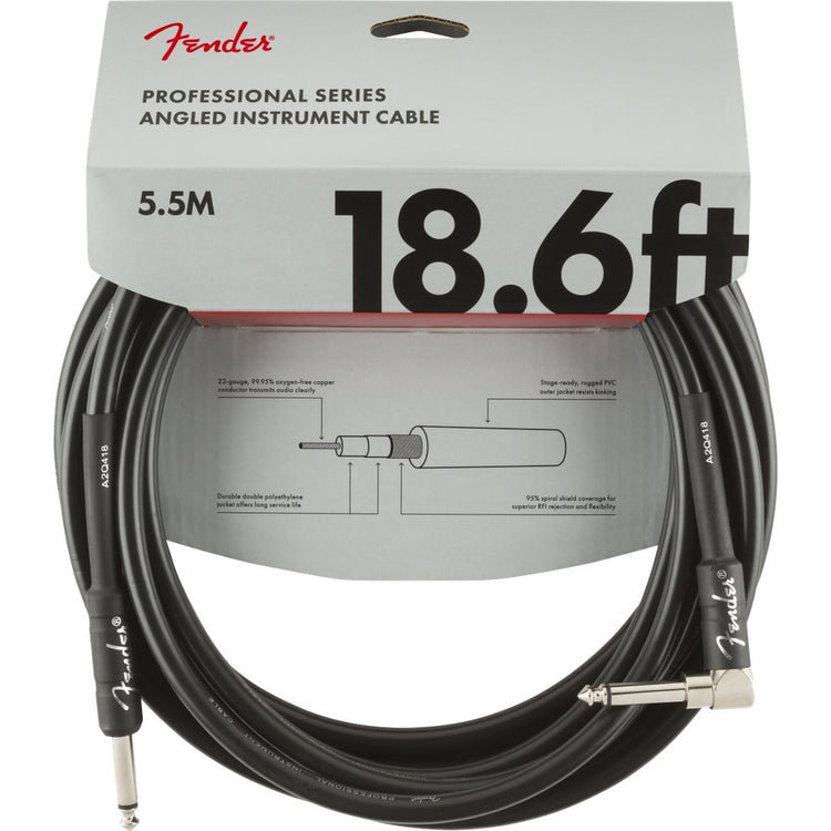 Fender Professional Series Straight to Right Angle Instrument Cable - Black
