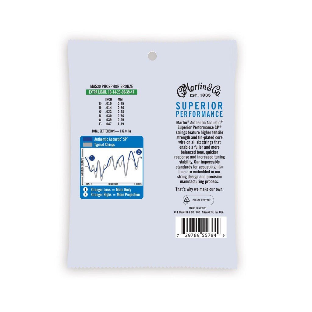 Martin Authentic Acoustic Superior Performance Phosphor Bronze Guitar Strings