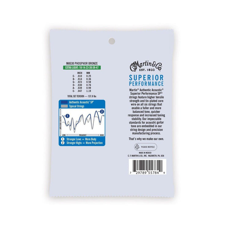 Martin Authentic Acoustic Superior Performance Phosphor Bronze Guitar Strings